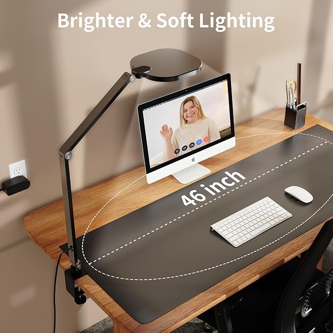 2Pack Video Conference Lighting, Zoom Lighting for Computer with Clamp, 30 Light Modes, Eye Caring Swing Arm Desk Light with Memory & Timing Func for Home Office, Video Call, Video Conferencing