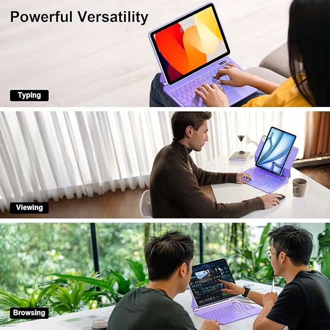 Keyboard Case for iPad Air 13 inch (M3 2025/M2, 2024),iPad Pro 12.9 inch (3/4/5/6th Gen)，Magic-Style Magnetic – Floating Cantilever Stand – Backlit Keyboard Case with Multi-Touch Trackpad