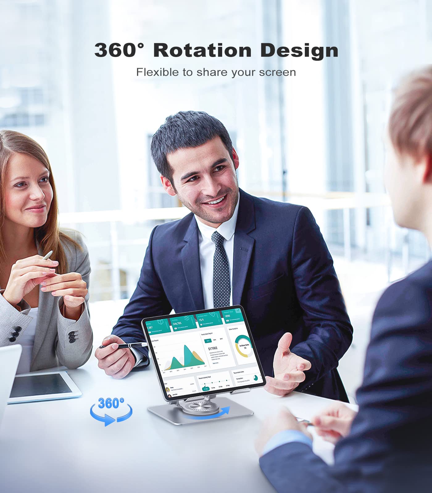 JOIOT Adjustable Tablet Stand for Desk, Foldable Portable Holder
