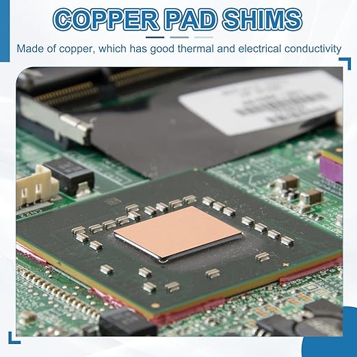 PATIKIL Copper Heatsink Pad Shims, 24 Pcs 15x15x0.1mm Copper Pad Shim IC Chipset GPU CPU Thermal Heatsink for Cooling Laptop Desktop Computer