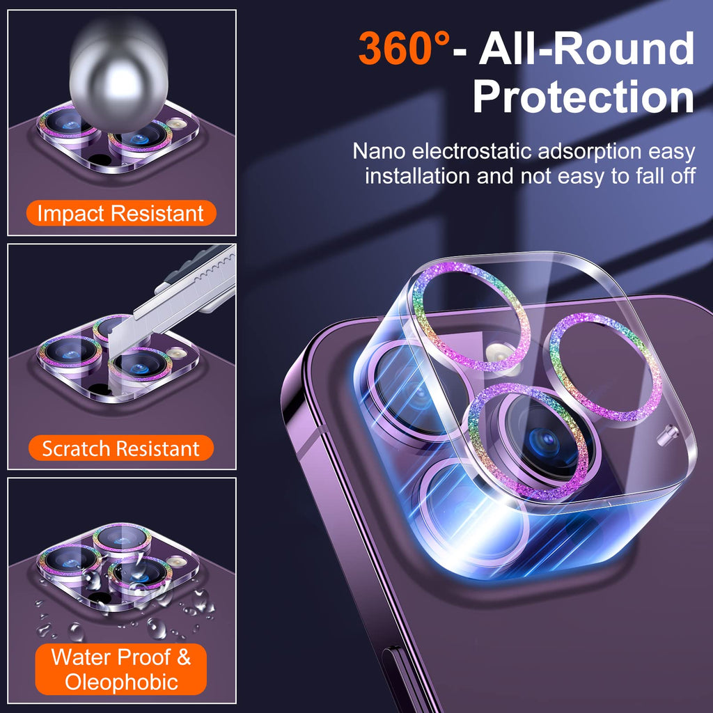 UniqueMe 3 PK for iPhone 14 Pro Max/14 Pro Camera Lens Protector-Colorful