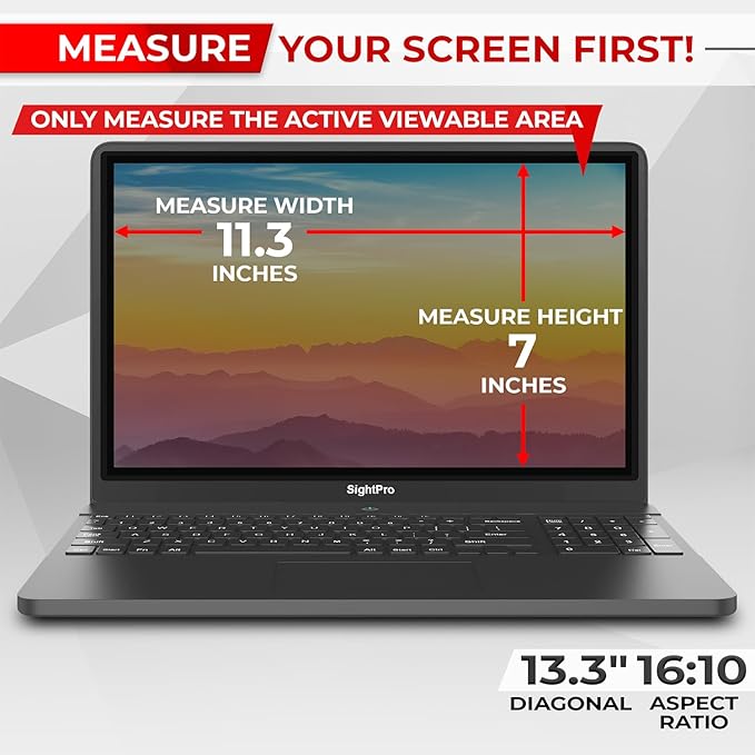 Magnetic Laptop Privacy Screen 13.3 Inch 16:10 - Removable Computer Privacy Filter Shield and Protector