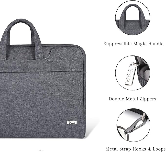 Voova Laptop Bag 15.6 Inch, Waterproof Computer Sleeve Carrying Case with Shoulder Straps & Handle Compatible with Macbook Air 15 M2/M3/M4, MacBook Pro 15/16, 15-16 Inch Hp Dell Lenovo Asus, Grey