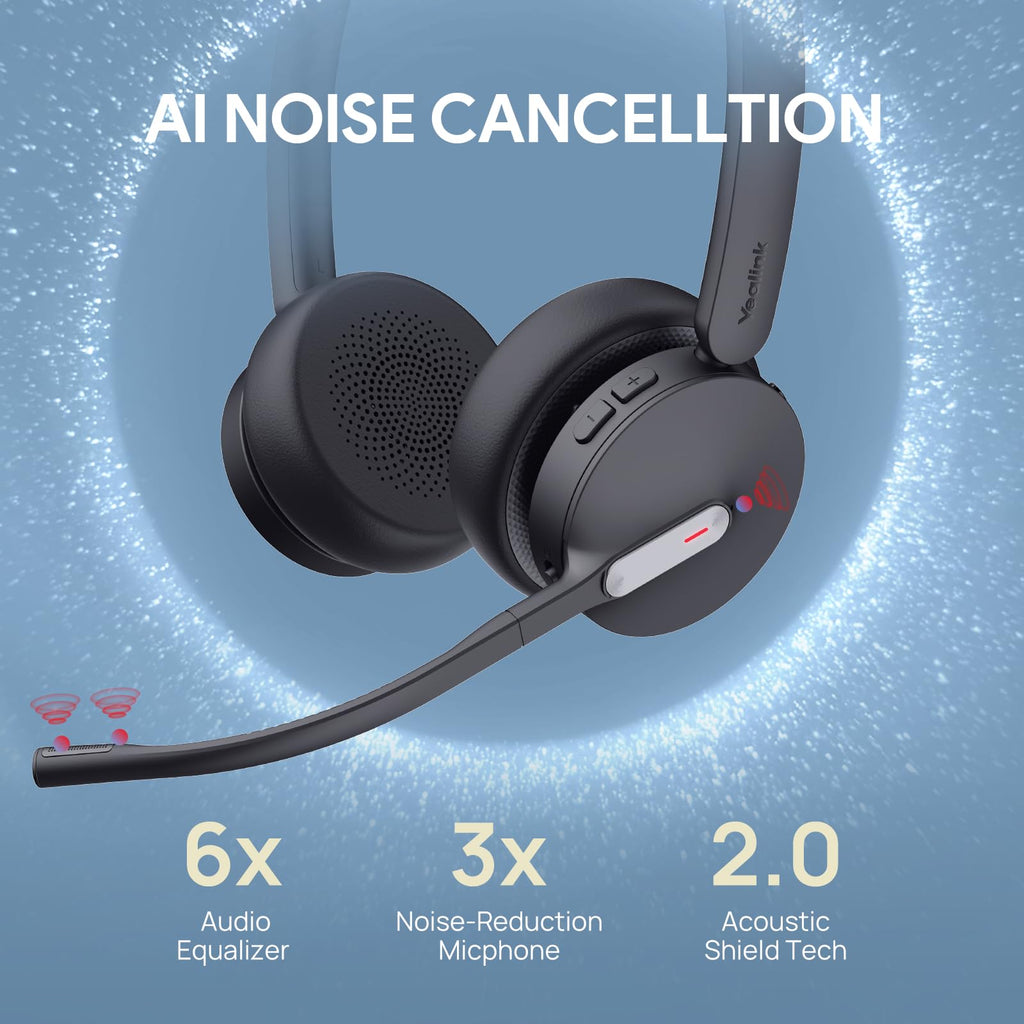 Yealink WH64 Hybrid Dual DECT Bluetooth Headset, Teams & Zoom Certified