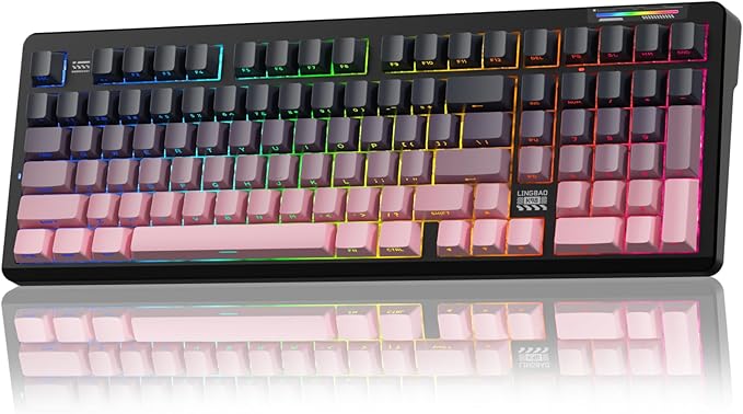 LINGBAO K98 Wireless Mechanical Gaming Keyboard, Tri-Mode BT5.0/2.4GHz/USB-C, Creamy Keyboard with Number Pad, Hot Swappable Gasket Custom Linear Switches RGB Backlit Keyboards for Win/Mac/PC/Laptop