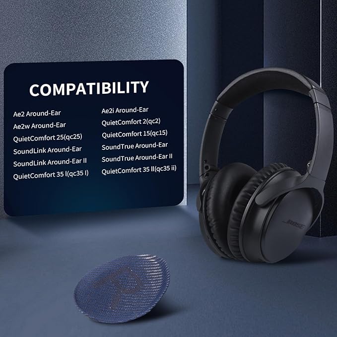 Ear Pads for Bose QC35: Durable Comfortable Noise Cancellation Replacement Cushion Earpads for Bose Quitecomfort 35 QC35 QC35 ii Headphones with Good Audio Quality