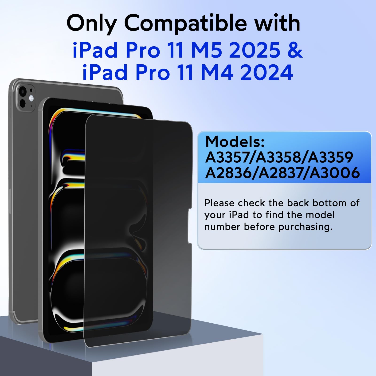 MOBDIK Privacy Screen Protector for iPad Pro 11 inch M5 2025 / M4 2024