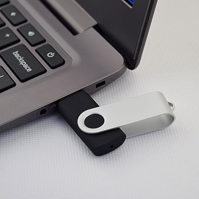 KOOTION Wholesale Bulk 50 Pack USB Flash Drive 128MB Flash Drive Thumb Drive Flash Drives Swivel Memory Stick, Black