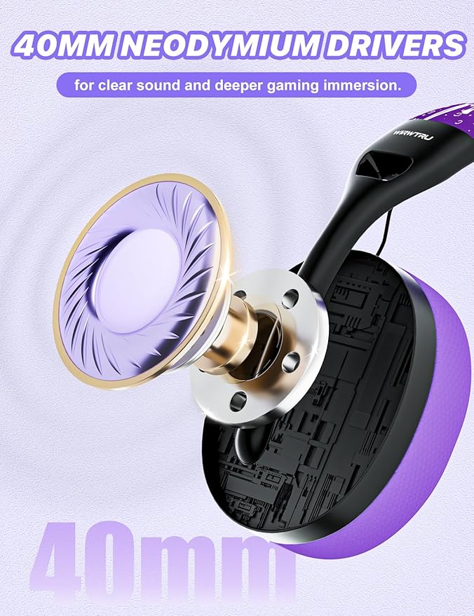 S30 Gaming Headset with Microphone,198g Lightweight Design, Wired Gaming Headphones for Xbox, Xbox Series X|S, PS5, PS4, Switch, PC, Noise Cancelling Mic, Soft Earmuffs (Purple)