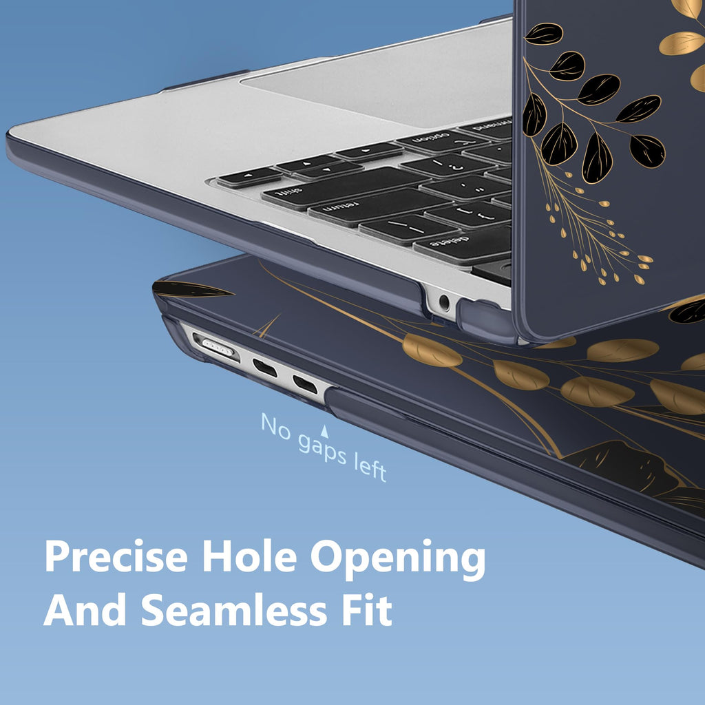 Mektron Case for 2026 MacBook Air 15 INCH M5 A3448 Compatible with M4 A3241 /M3 A3114 /M2 A2941 Printed Plastic Hard Shell Cover with 15.3" Liquid Retina Display Touch ID- Gold Floral