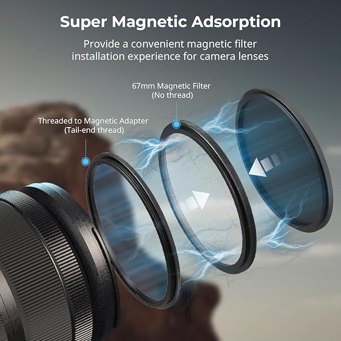 SmallRig 5-in-1 Magnetic 67mm Lens Filter Kit: VND + CPL + Black Mist 1/4 + Threaded Adapter Ring + Magnetic Lens Cover + Storage Bag + Cleaning Cloth, Magnetic Filter Set for Phone Camera Lens - 4726