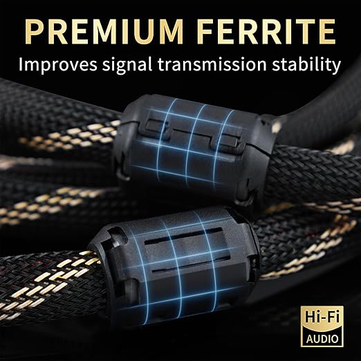 12 AWG Audiophile HiFi Speaker Audio Cable–4N OFC Core,24K Gold-Plated Banana Plugs with Nylon Braid,Compatible with Amplifier,Speakers,AV Receiver & Home Theater(9.84ft/3m) 2-Pack