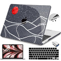 Teryeefi for M3 M2 M4 MacBook Air 13 inch Case 2025 2024 2023 2022 Release A3240 A3113 A2681 Model,Hard Shell Case for MacBook Air 13.6 inch + Keyboard Cover + Type C Adapter, Abstract Mountain-100