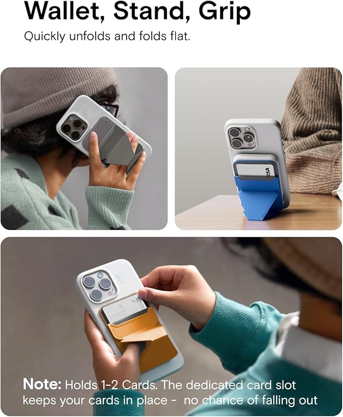 MOFT Magnetic Wallet Stand Compatible with iPhone 16/15/14/13/12 Series, Angle Adjustment & Magsafe Compatible MOVAS Phone Stand, Soothing Mist