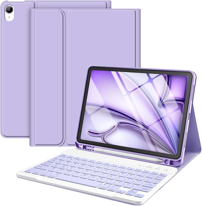 TaIYanG Compatible for iPad Air 11 inch Case with Keyboard for iPad Air 5 2022/iPad Air 4th Gen Keyboard Case with Pencil Holder - Flip Stand Cover for iPad Air 11" M3/M2/iPad 5th 2022/ 4th 2020