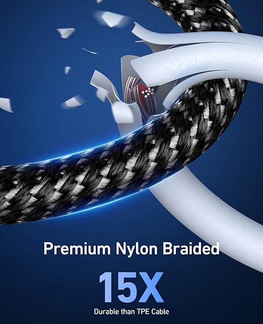 USB Type C Cable Fast Charging, 5 Pack[3/6/6/10/10FT] Braided C Charger Cables Compatible with iPhone 16/15, Samsung Galaxy S10 S9 S8 Plus, Note 10 9 8, LG V50 V40 G8 G7(Grey)