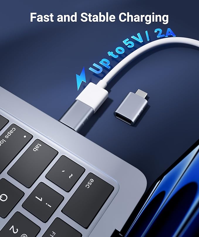 Syntech USB C Male to USB3 Female Adapter Compatible with iPhone 16 Pro Max iMac 2021, iPad Pro 2021, MacBook Pro 2020 / Air 2020 and Other Type C or Thunderbolt 3 Devices Blue, Pack of 2