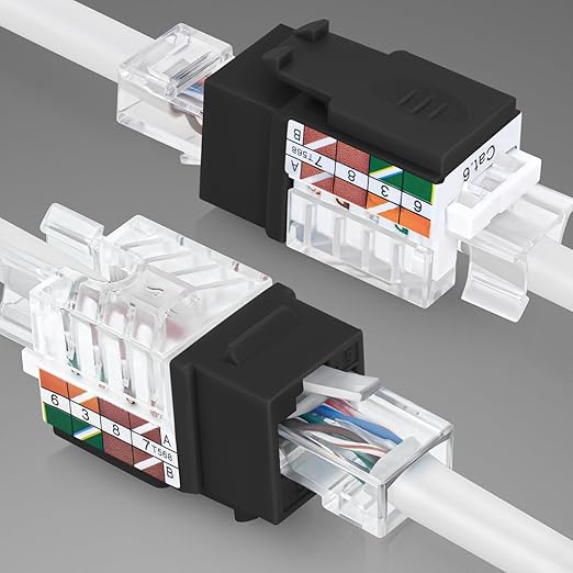 Everest 45° Angled RJ45 Cat6A Keystone Jacks 20-Pack in Black - Slim Profile Female RJ45 Connectors - Cat 6A Keystone Jack - Compatible with 45° Angled Speed Termination Tool - 45Term (B0BL3GS7ZY)