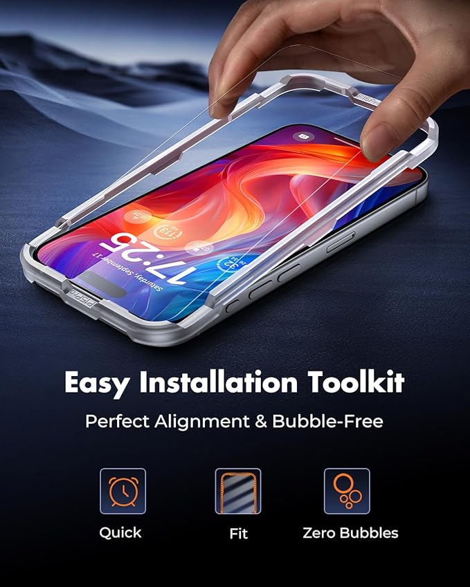UNBREAKcable 2-Pack Screen Protector for iPhone 16 Pro, Double Shatterproof Tempered Glass [Easy Installation Frame] [9H Hardness] [99.99% HD Clear] [Case Friendly] for iPhone 6.3 inch