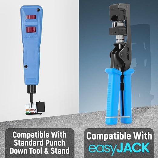 Everest 90° Angled RJ45 Cat6 Keystone Jacks 100-Pack in Black - Slim Profile Female RJ45 Connectors - Cat 6 Keystone Jack - Compatible with 90° Angled Speed Termination Tool - easyJACK (B094WB91H3)