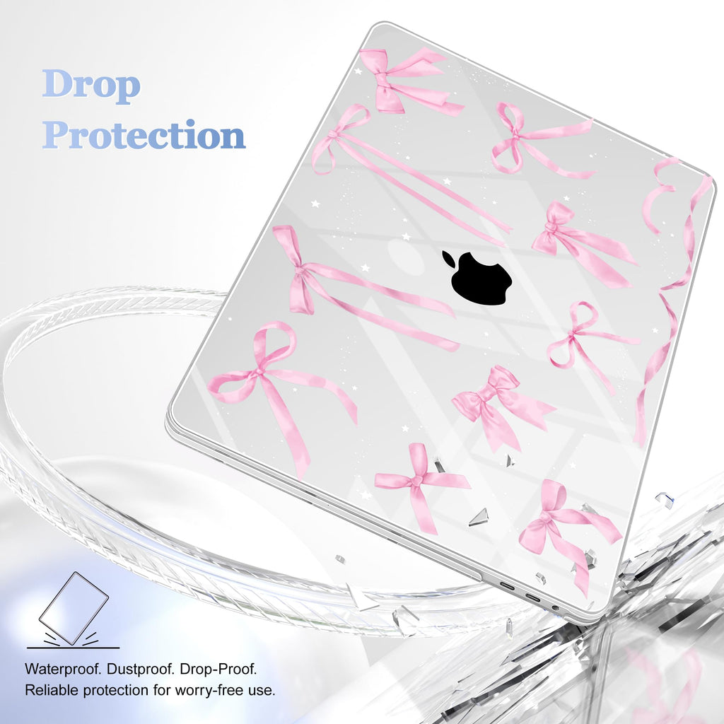 Lepeoac for MacBook Pro 16 inch Case 2019 2020 Release Model A2141, Plastic Hard Shell Cover with Keyboard Cover & Screen Protector for MacBook Pro 16 inch with Touch Bar & Touch ID, Bowknot
