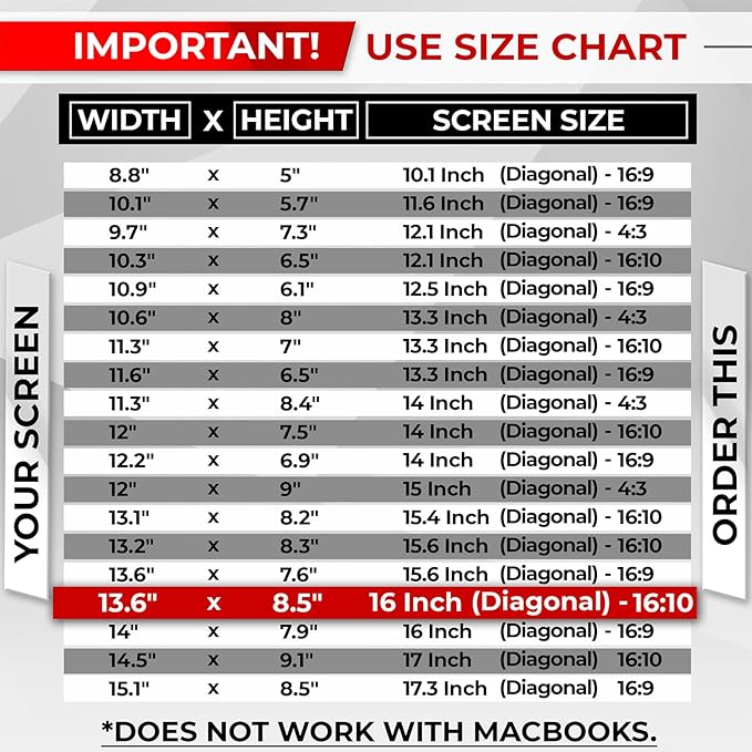 Magnetic Laptop Privacy Screen 16 Inch 16:10 - Removable Computer Privacy Filter Shield and Protector