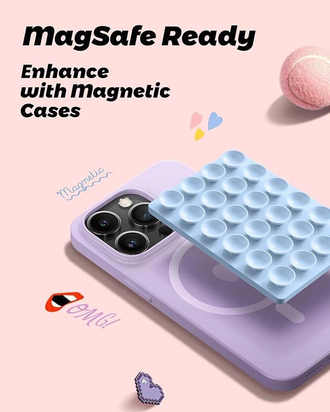 amBand Magnetic Suction Phone Grippy for MagSafe Case, Silicone Cup Sticky Mount for iPhone 12/13/14/15/16 Pro Max/Pro/Plus/Mini, Hands-Free Selfie/Video for TikTok Creator/Influencer, Light Blue
