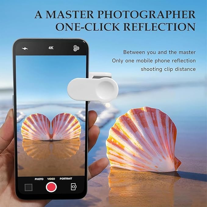 Mirror Effect Lens - Capture Stunning Reflections Instantly, Smartphone Camera Mirror Reflection Clip Kit, Adjustable HD Glass Smartphone Photography Flip Mirror, for Travel Photography (Black)
