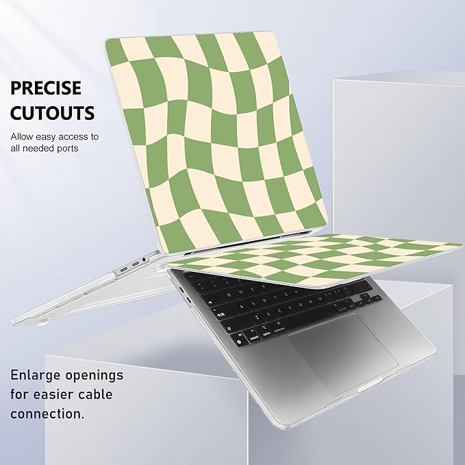 for MacBook Pro 16 inch Case 2019 2020 Release Model A2141, Plastic Hard Shell Cover with Keyboard Cover & Screen Protector for MacBook Pro 16 inch with Touch Bar & Touch ID, Green Checkered
