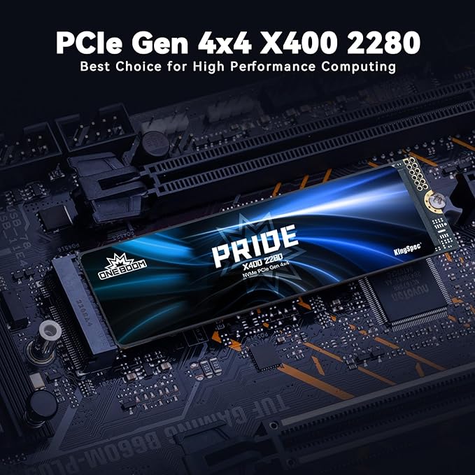 KingSpec OneBoom X400 2TB M.2 SSD Gen4 7300MB/s, TLC 3D NAND Internal NVMe SSD for Gaming & 4K Editing, Compatible with PC / PS5 / Laptop