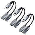 Dual USB C Audio Adapter and Charger Audio Adapter,2 in 1 Hi-Res 16bit/48kHz DAC Aux to USB C with 60W PD Fast Charging Dongle Cable for iPhone 16 Pro Max, Galaxy S25Ultra, iPad Pro(USB-USB, 3Pack)