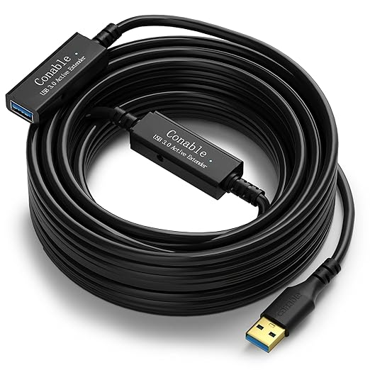 USB 3.0 Active Extension Cable 40 Feet, Long USB Type-A Male to Female Extender Cord, Built-in 2 Signal Booster Smart Chips, 5Gbps Transfer, for Printer, Xbox, Webcam, VR, Hard Drive, USB Hub and More