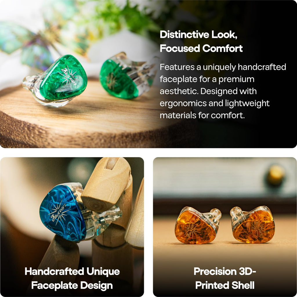 HIFIXAUDIO Kiwi Ears Orchestra Lite in Ear Monitor, Custom 8BA HiFi Earphone, Studio Monitor Headphone, Wired Earbuds with Detachable OFC Cable, Handcrafts Faceplate for Audiophile Musician (Blue)