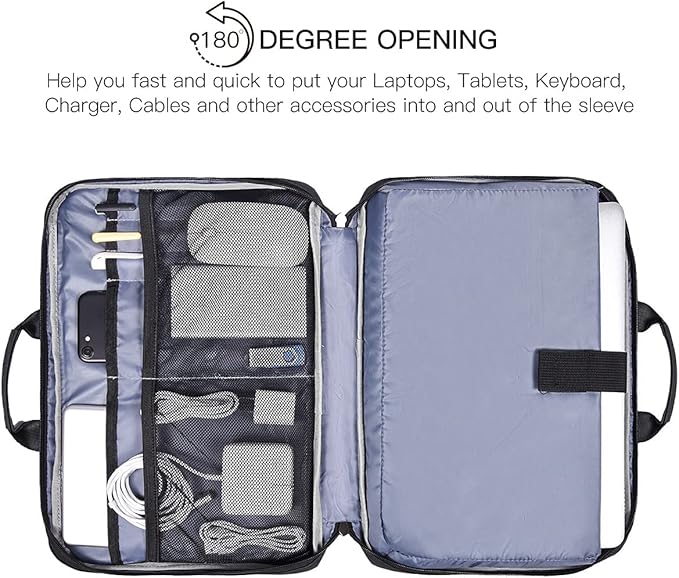 11.6-12.9 Inch Waterproof Laptop Bag Sleeve for Women Men Business Briefcase with Organizer for Acer Chromebook Spin 311, Lenovo Chromebook C330, Samsung Chromebook 4, HP ASUS Dell Surface Case, Black