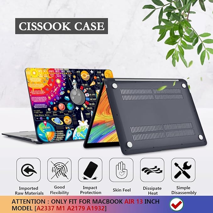 CISSOOK Compatible with MacBook Air 13 inch Case 2021 2020 2019 2018 Release A2337 M1 A2179 A1932, Hard Shell Case+ Keyboard Cover for MacBook Air 13 Inch with Retina Display Touch ID, Universe Space