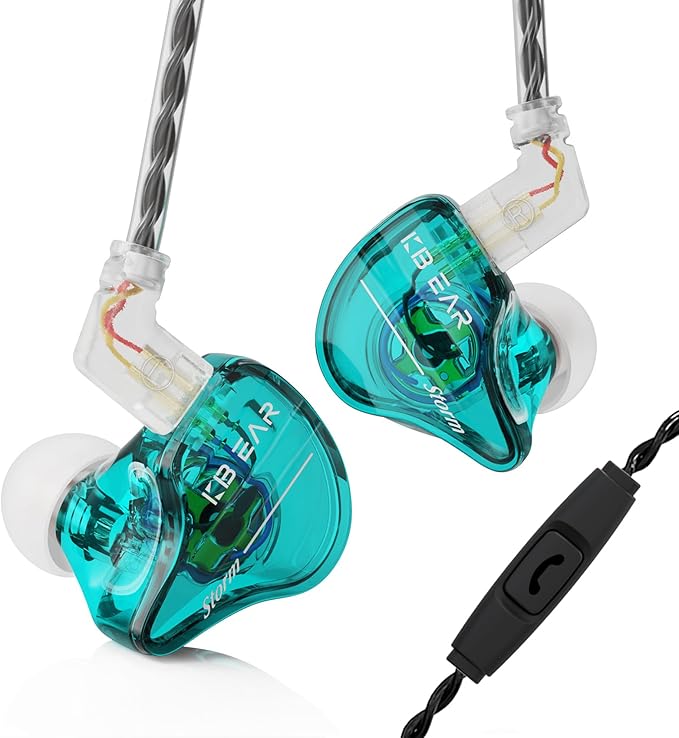 KBEAR Storm Wired Earbuds in Ear Headphones for Singers Musicians on Stage Studio Church,Crisp Clarity Sound Nice Round Bass IEM Earphones Monitor Hi Res Detachable OFC Silver-Plated Cable