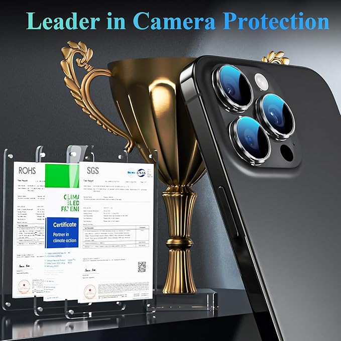 YWXTW Camera Lens Protector for iPhone 16 Pro/iPhone 16 Pro Max, [1 Step Installation Tray] Tempered Glass Screen Protector Metal Individual Camera Cover Accessories Case Friendly (Clear-2Pack)