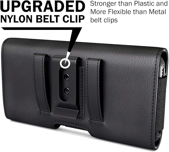 PiTau Holster for iPhone 16 & Pro 16e 15 15pro 14 14pro 13 13pro 12 12pro, Samsung Galaxy S25 S24 S23 S22, Cell Phone Belt Holder Case with Clip, ID Card Pouch Protective Cover for Men, Black Medium