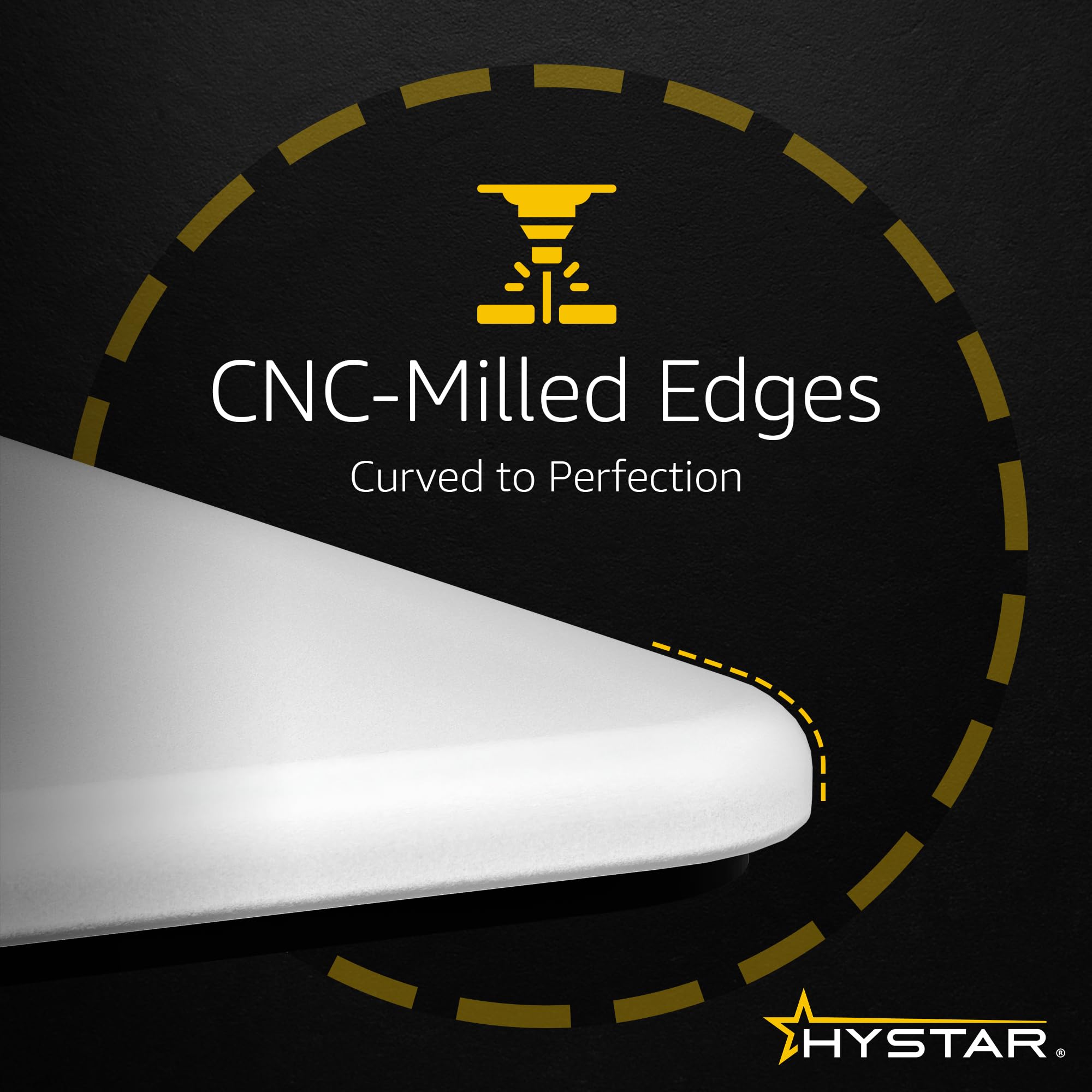 Hystar Aether Glass Gaming Mousepad | Micro-Etched Tempered Glass | Quiet, Ultra-Fast Glide | Full Anti-Slip Silicone Backing (White, Large)