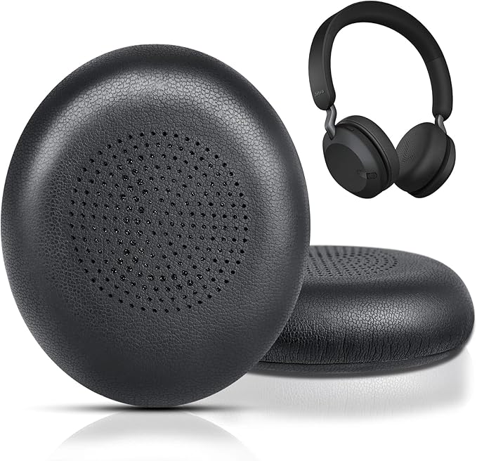 Ear Pads Replacement for Jabra Evolve2 65 (65MS 65UC USB)/Evolve2 40 (40UC 40MS USB)/Elite 45h On-Ear Wireless Headphones, Ear Cushions with Protein Leather