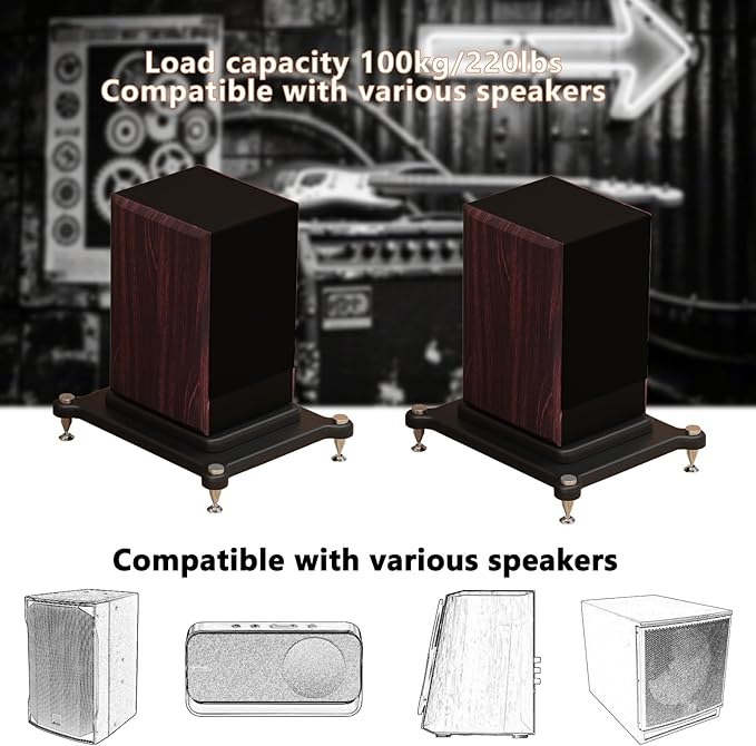 2pcs Subwoofer Isolation Stand, Double-Layered Speaker Isolation Stands with Stainless Steel Metal Feet, Acoustic Speakers Isolation Pad for Floor, Desktop (15.7×17.7in)