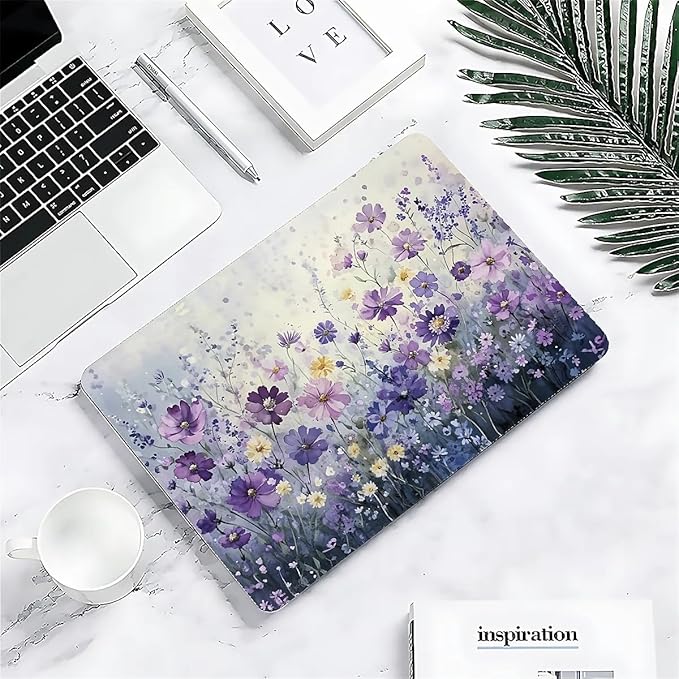 Compatible with MacBook Air 13.3 13.6 Inch Case 2022 2021 2020 2019 Plastic Hard Shell Case Cover,13.3 Pro(A1706/A1708/A1989/A2159/A2289/A2338), Purple Wildflowers