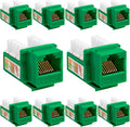 Cmple - 10 Pack Cat5e Keystone Jack Insert Punch Down RJ45 Connectors RJ45 Keystone Jack 90 Degree Female for Wall Plates, Patch Panels, Patch Cables, Ethernet Cables - Green