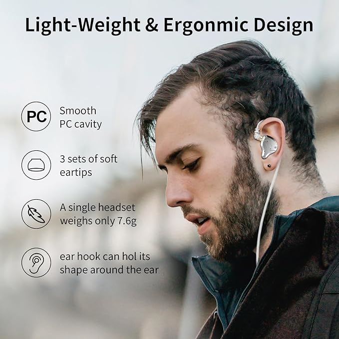 KZ ZS10 Pro Gaming Earbuds Headphone, KZ in Ear Monitor IEM HiFi Earphone with 5 Driver 4BA 1DD with Detachable 0.75mm 2 Pin Cable for Singer Musician Drummer (Purple with Mic)