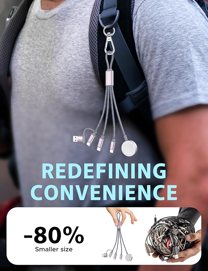 2Pack 8inch Short 3 in 2 USB C Cable for Apple Watch Charger iPhone Charger USB C Multi Fast Charging Cable Compatible with iWatch Ultra/SE/10/9/8/7/6/5/4/3/2/1 & iPhone 16/15/14/13/12/11/Galaxy S2