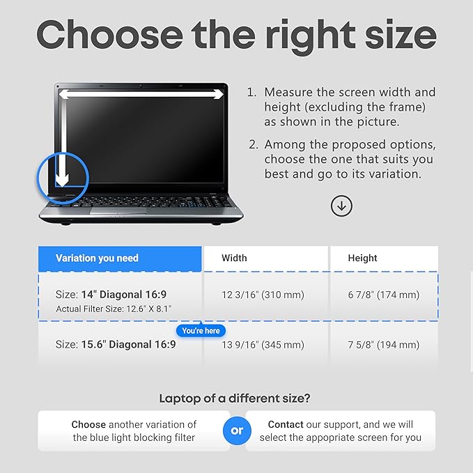 VINTEZ Blue Light Screen Protector for 14 Inch Computer Monitor and Laptop – Anti-UV Blue Light Blocking Film for Desktop PC, Eye Protection Filter, 12.6" x 8.1", 2 Pack