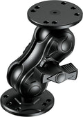 Aluminum Alloy Fish Finder Mount with 1.5" Ball AMPS Hole Round Plates, 3.5" Short Arm Marine Electronic Mount Tablet Holder for Garmin, Lowrance, Humminbird, Raymarine and More