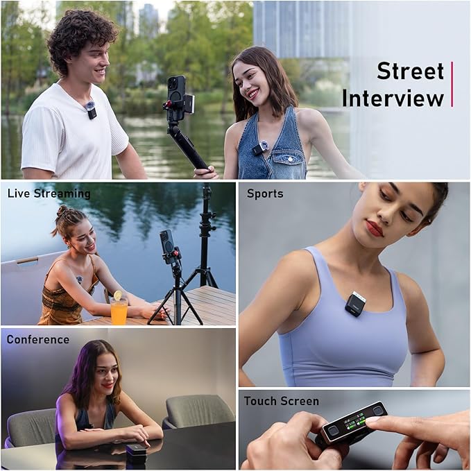 ULANZI AM18 Wireless Lavalier Microphone, Compact Mini Lapel Mic with 200m/656ft Range, Noise Cancellation, 20H Battery for DSLR Cameras, iPhone, Android, Live Streaming, Video
