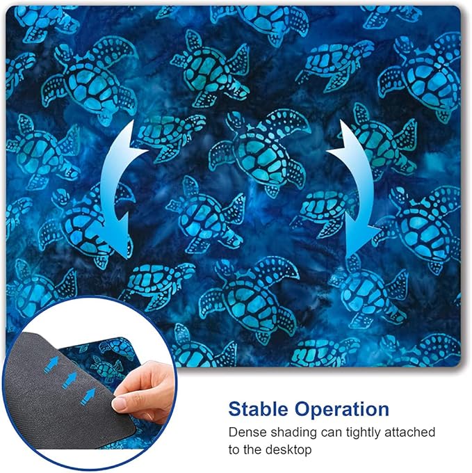 Mouse Pad, Animal Mouse Pad Custom Design, Square Waterproof Mouse Pad Non-Slip Rubber Base MousePads for Office Laptop, 9.5"x7.9"x0.12" Inch(Sea Turtle)