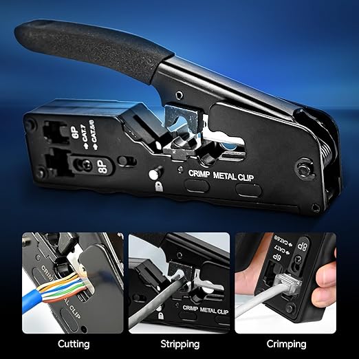 NOYAFA NF-8506 Network Cable Tester with RJ45 Crimp Tool, CAT5 CAT6 Network Tester, IP Scan, PoE Ping Test, Network Rate Test, Port Flashing, RJ45 RJ11 Ethernet Cable Tester with Crimper Stripper